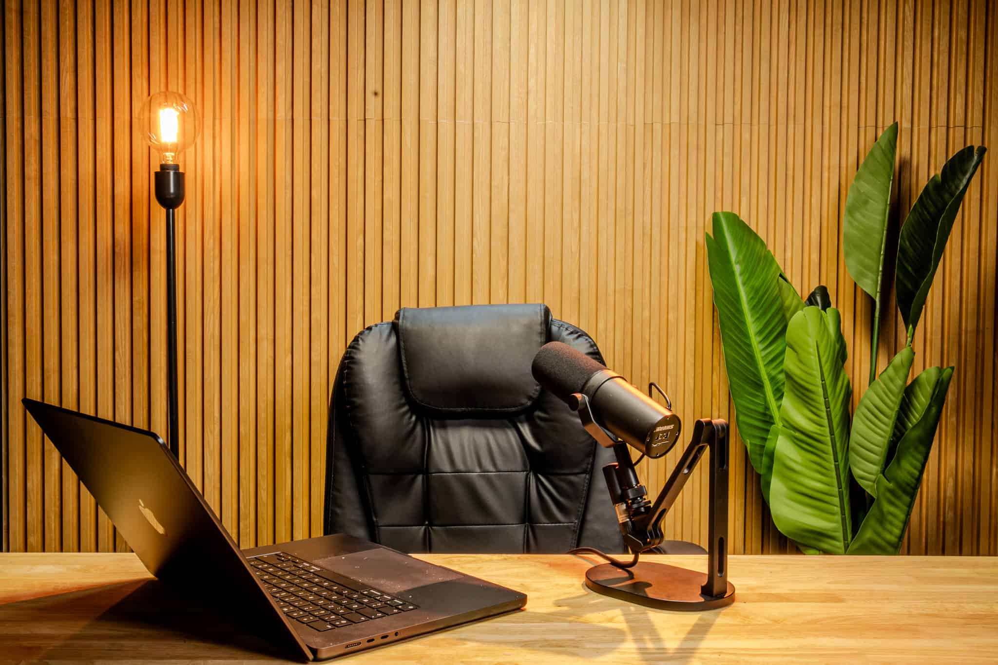 Podcast studio in Sukhumvit, Bangkok with professional recording equipment and cozy decor. Podcast studio in Sukhumvit, Bangkok with professional recording equipment and cozy decor.